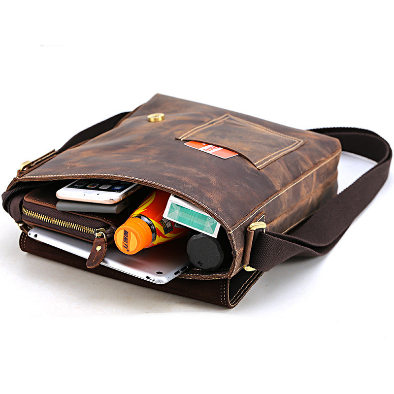 Top Layer Cowhide One-Shoulder Casual Leather Men's Bag