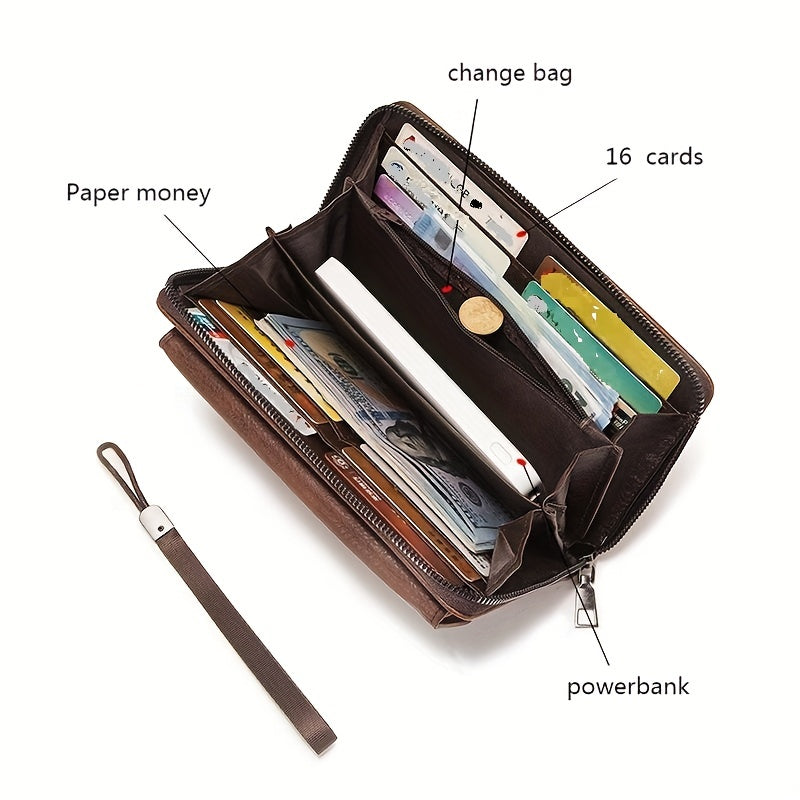 Hot Men's Wallet Long Fashion Soft Wallet Zipper Multi-Card Wallet Mobile Phone Bag Large Capacity