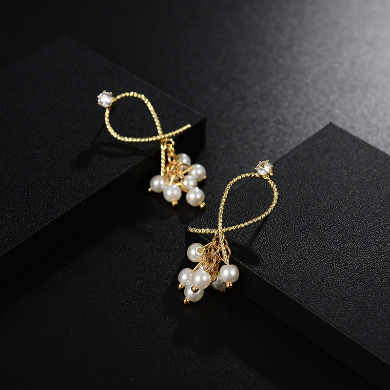 European And American Earrings Simple Female Pearl Inlaid Brick Earrings