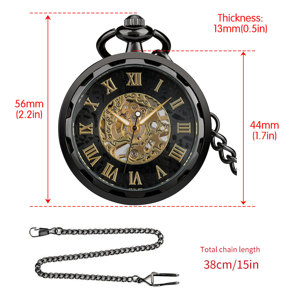 Manual Manipulator Pocket Watch Hollow Movement Roman Literal