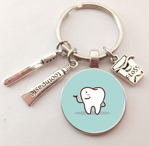 Creative Cute Keychain Tooth Glass Personality Pendant