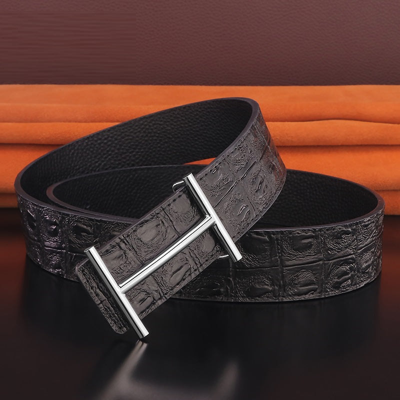 Fashion Pure Copper Buckle Youth Leather Belt