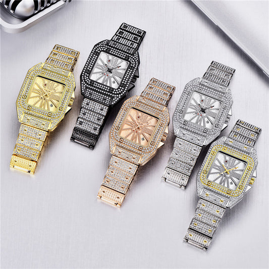 Hip Hop Full Diamond Large Dial Men's Quartz Watch