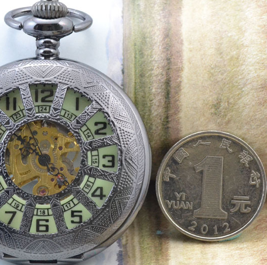 Windmill Twelve-Hole Hollow Luminous Flip Retro Mechanical Pocket Watch