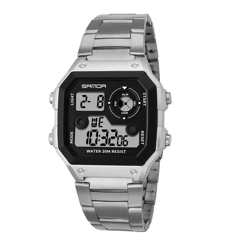 Men's Steel Band Waterproof Multi-Function LED Watch Sports