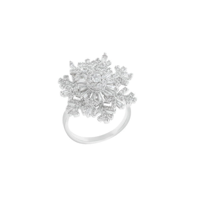 Rotating Snowflake Rotatable Ring Female