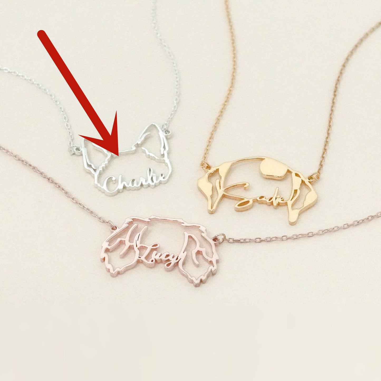 Stainless Steel English Letter Name Necklace Diy Hollowed Out Cat And Dog