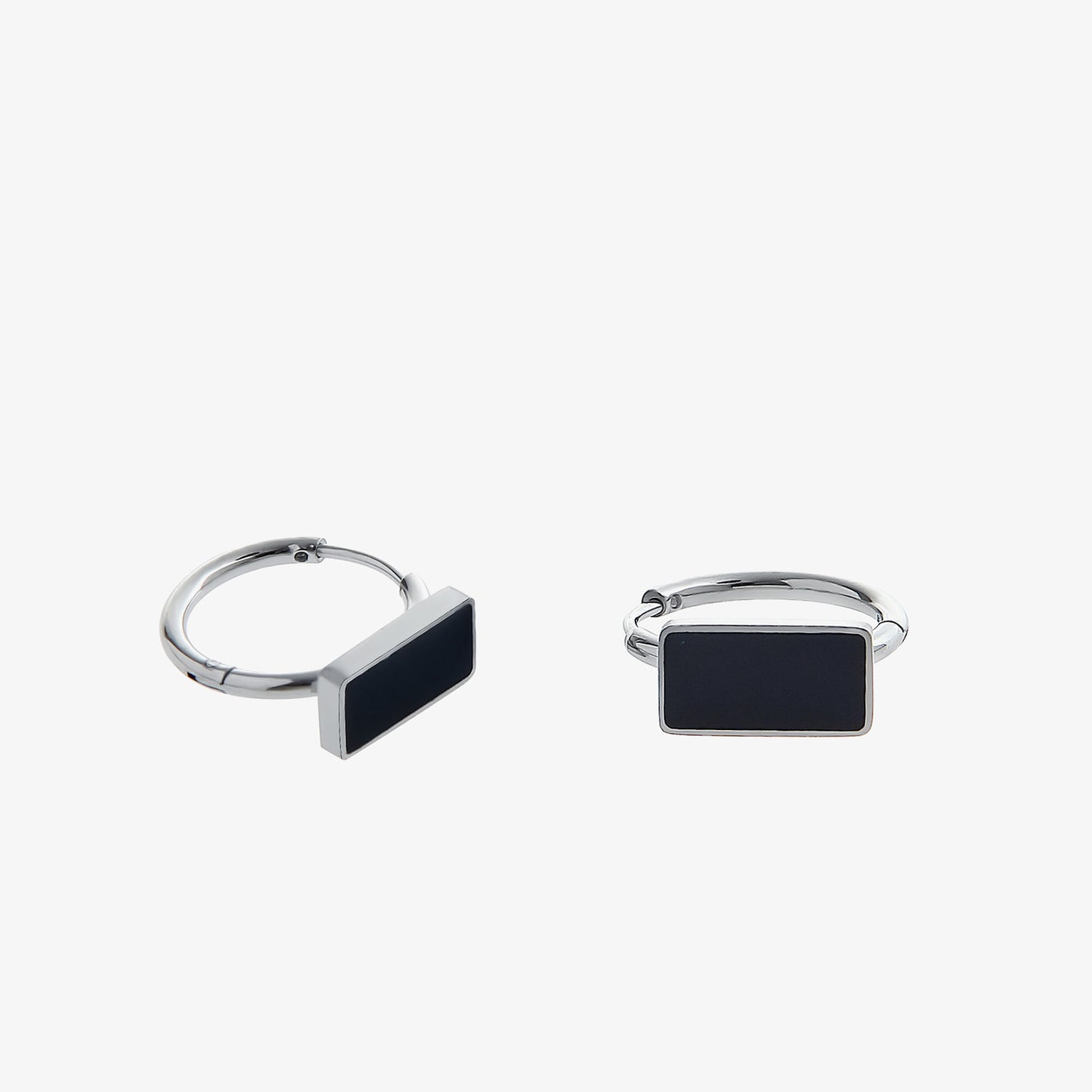 Black Square Earrings For Men In Titanium Steel