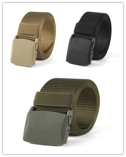 Men's Canvas Belt With Hypoallergenic Metal Plastic Buckle Casual Fabric