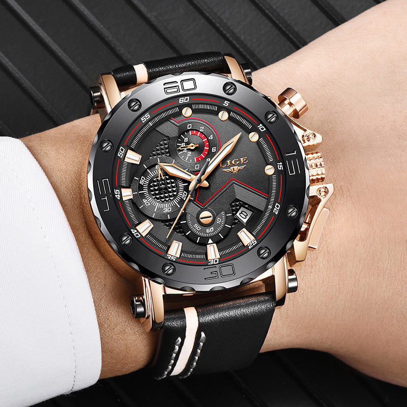 Quartz Calendar Multifunctional Waterproof Watch Chronograph Table