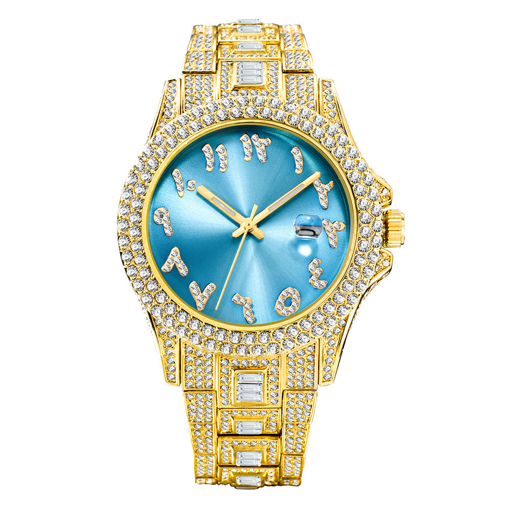 European And American Hip Hop Diamond Full Diamond Business Men's Waterproof Quartz Watch