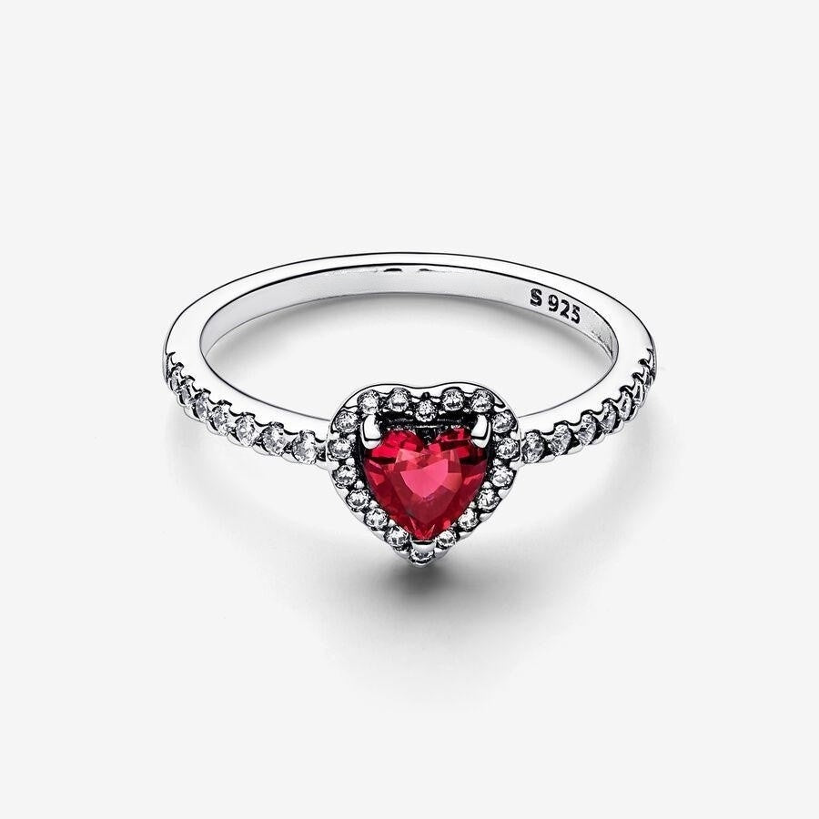 Sterling Silver Red Heart Ring Ruby