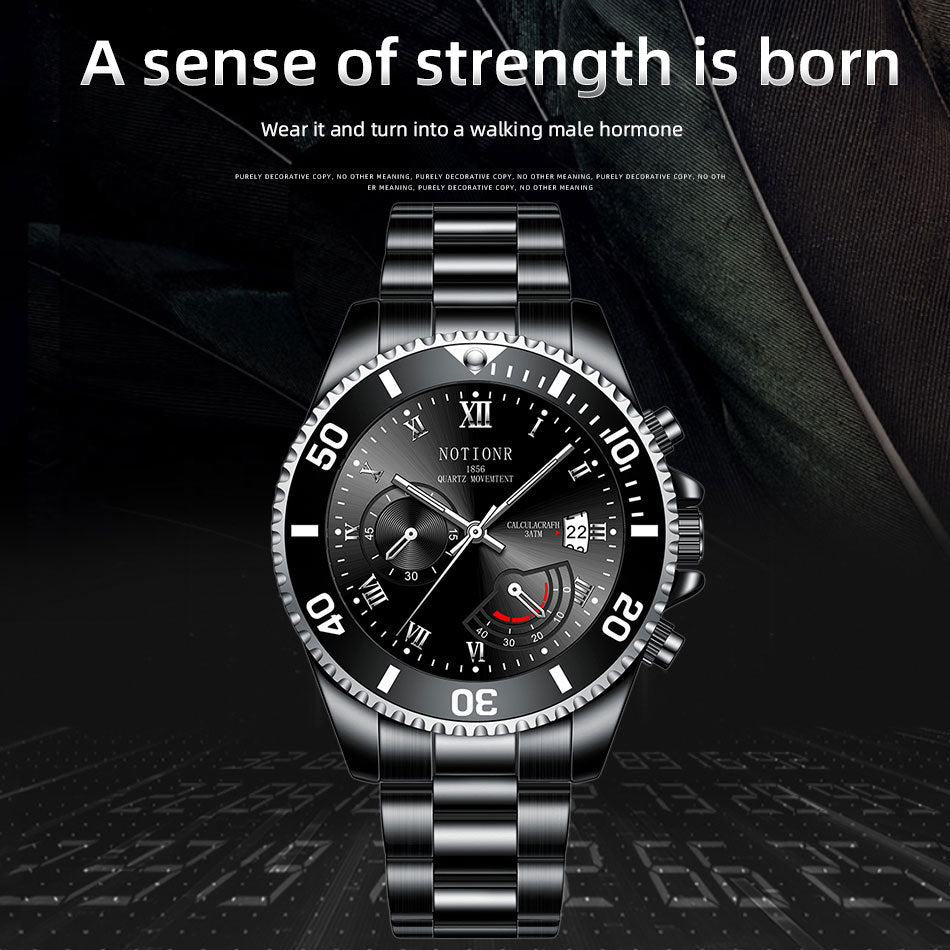 Waterproof Green Submariner Fashion Steel Luminous Calendar Quartz Watch Cross-Border