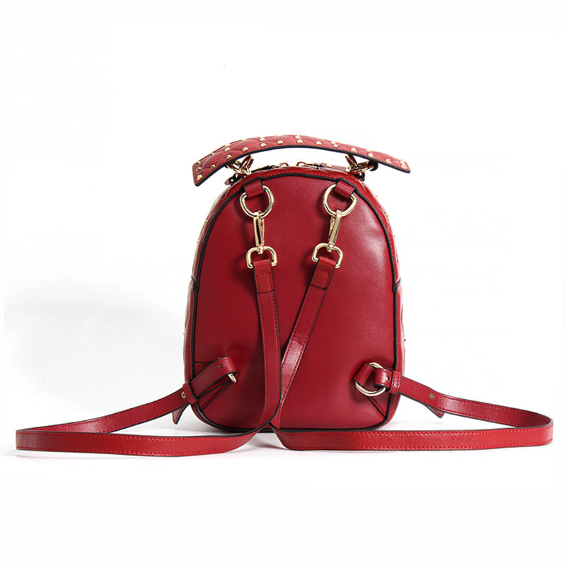 Top Layer Leather Korean Rivet Sheepskin Backpack