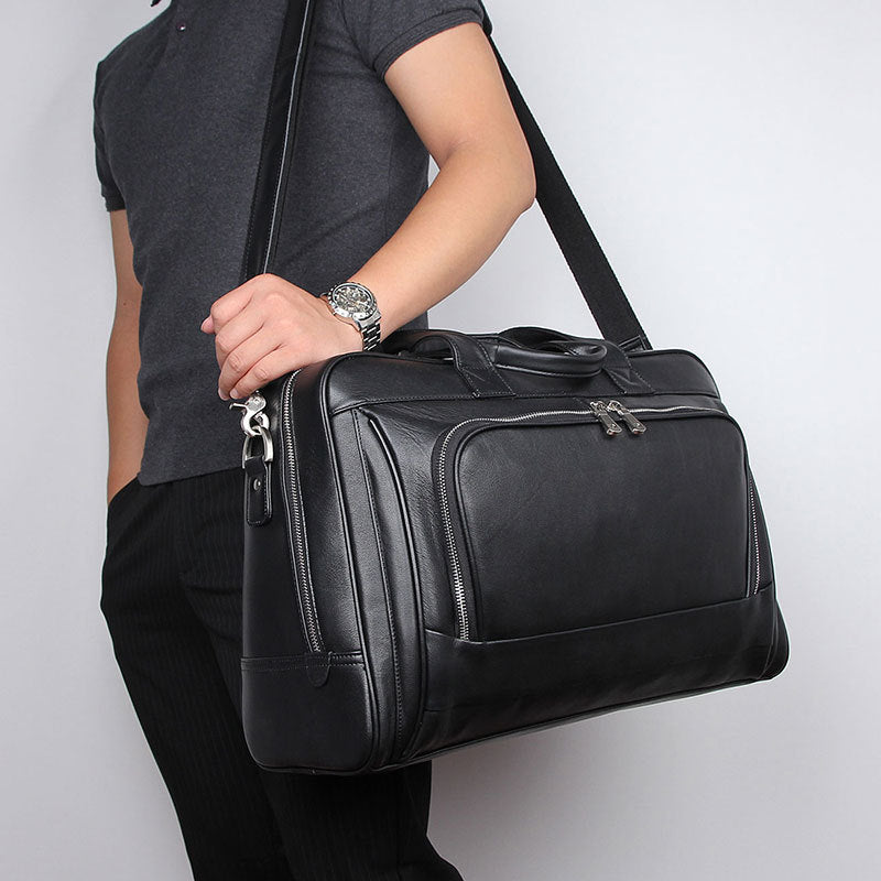 Hot Leather Business Briefcase First Layer Cowhide Men's Bag Nappa Leather 17 Inch Laptop Bag