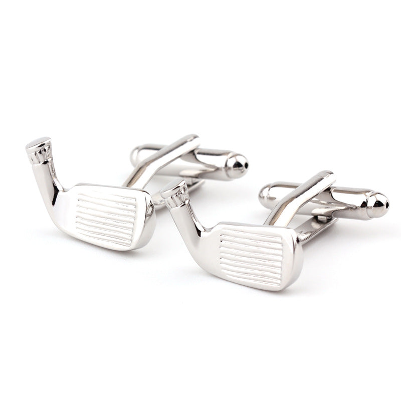 Golf Racket Shape Plain Metal French Shirt Men's Cufflinks