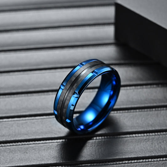 Men's Stainless Steel Carbon Fiber Ring