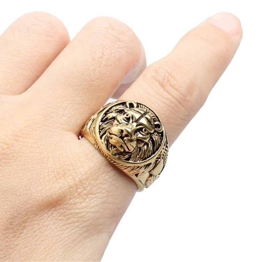 Domineering Lion's Head Ring Style Steel Titanium