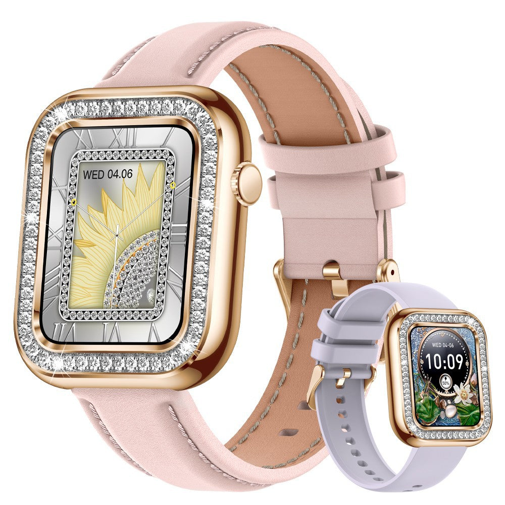 Hot Square Fashion Women Smart Wristwatch Diamond Waterproof