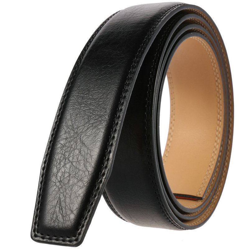 Men's Belt Strips With Automatic Buckle Cowhide Headless