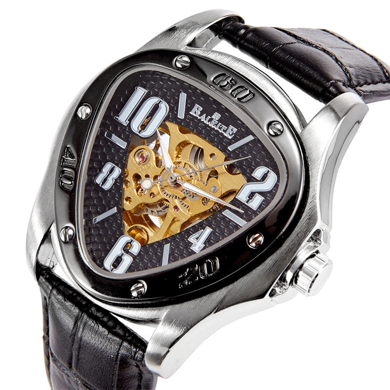 European And American Style Men's Fashion Casual Hollow Triangle Mechanical Watch