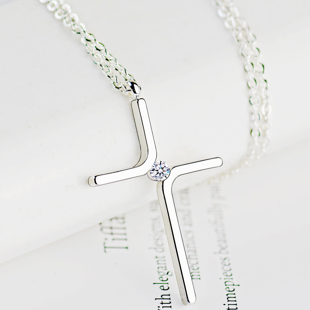 Cross Pendant Hot Simple Necklace Titanium Steel Plating