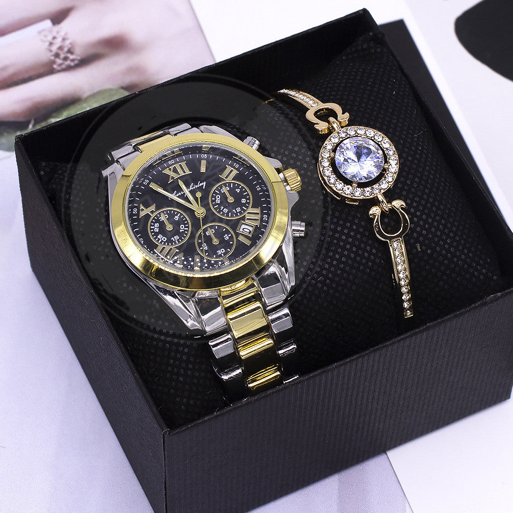 With Box Fashion Couple Bracelet Watch Set Gift