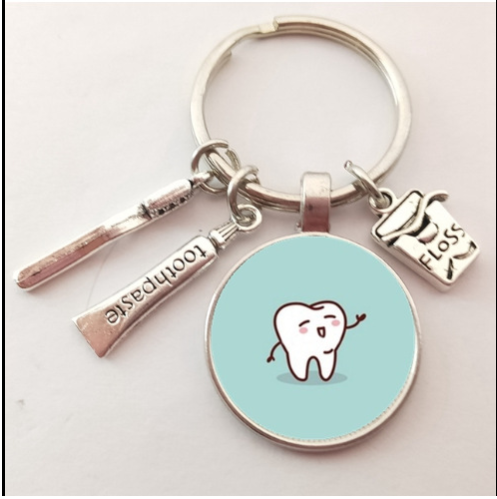 Creative Cute Keychain Tooth Glass Personality Pendant