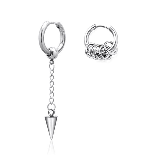 Titanium Steel Little Circle Arrow Tassel Pendant Asymmetric Earrings For Women Men