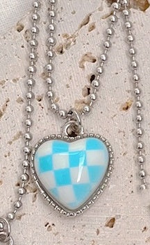 Checkerboard Love Titanium Steel Chain Necklace