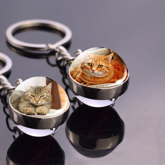 Animal Glass Ball Pendant Fashion Luminous Key Ring