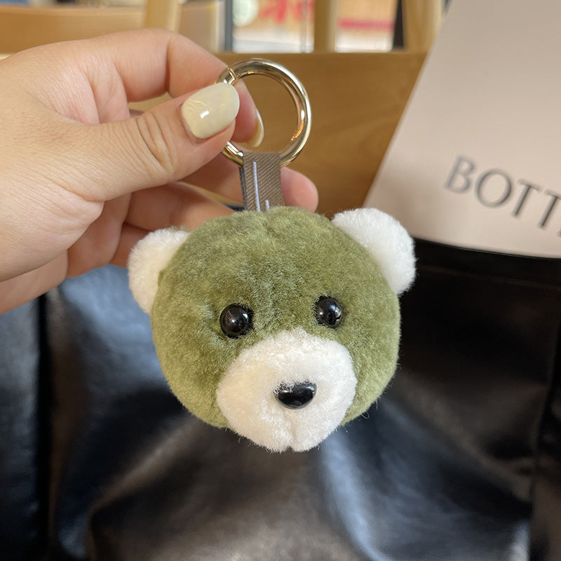 Real Wool Bear Car Keychain Fur Plush Doll