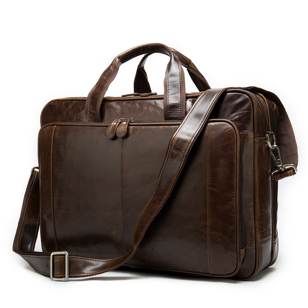 Men's Hand-Carrying Genuine Leather Briefcase