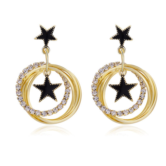 European And American Design Fashion Hot Five-Pointed Star Earrings Simple