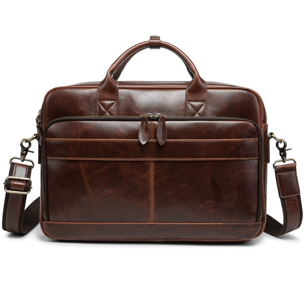 Horse Leather Men's Shoulder Bag Leather Laptop Men's Briefcase Portable