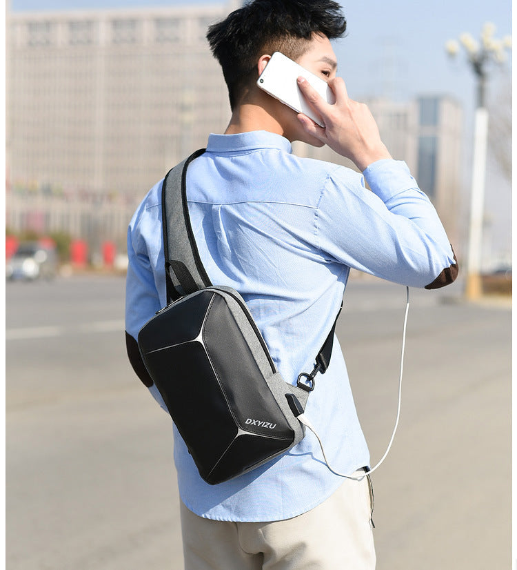 Men's Rechargeable Messenger Shoulder Bag Anti-Theft Business Casual Anti-Splashing