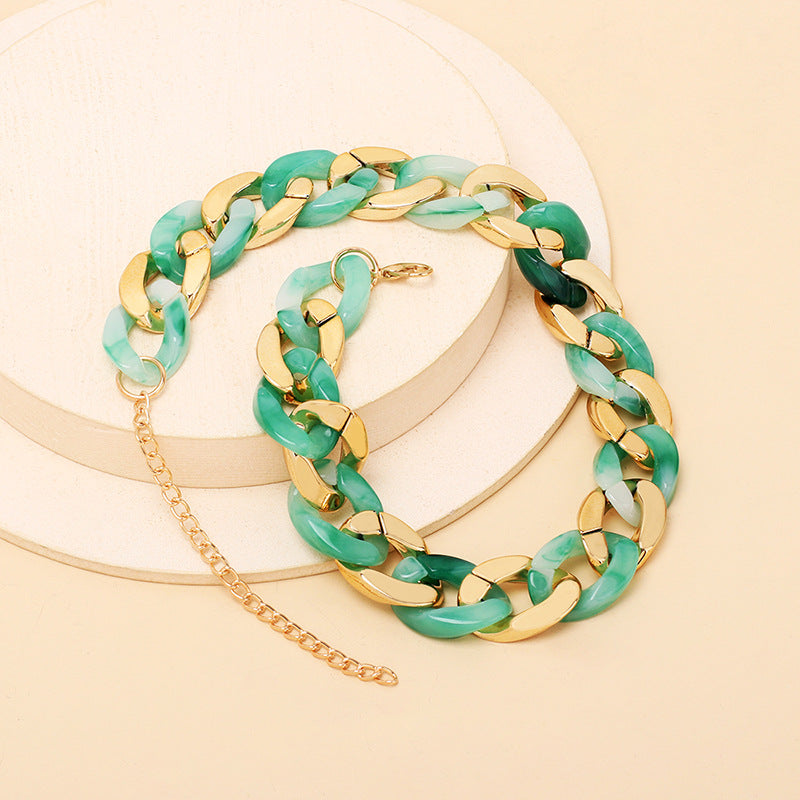 Cold Wind Resin Stitching Necklace Hot Product Accessories Stacked Clavicle Chain