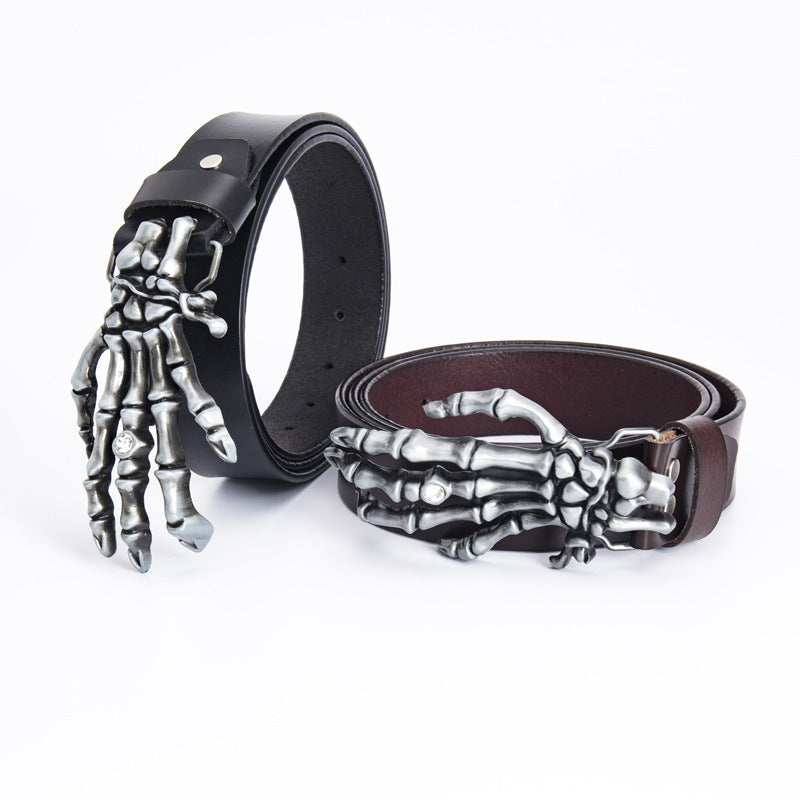 Men's Leather Belt Skull Big Head  Claw Outdoor Rider