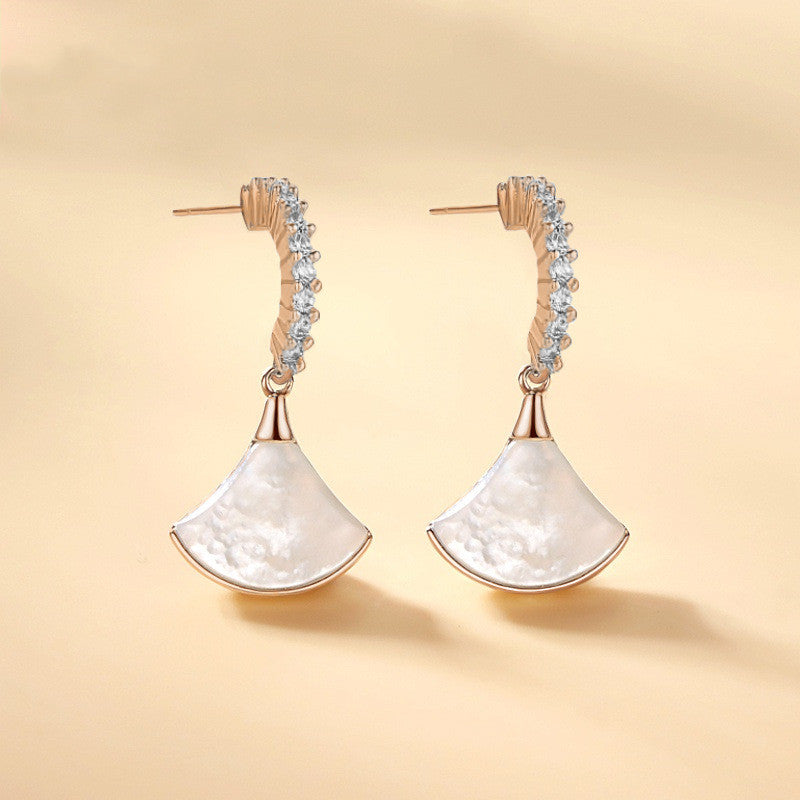 Scalloped Skirt White Mother-Of-Pearl Earrings