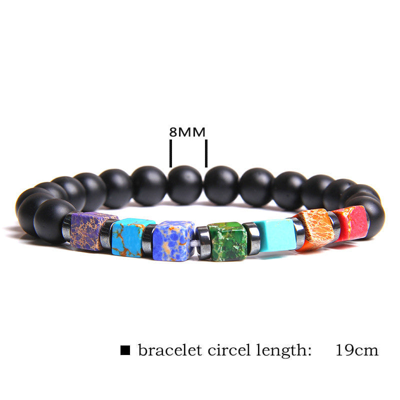 Natural Stone Bead Bracelet Men's Square Emperor Stone Charm Bracelet