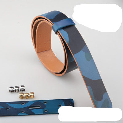 Camouflage Vegetable Tanned Leather Semi-Finished Belt Strip Without Hole Belt Strip