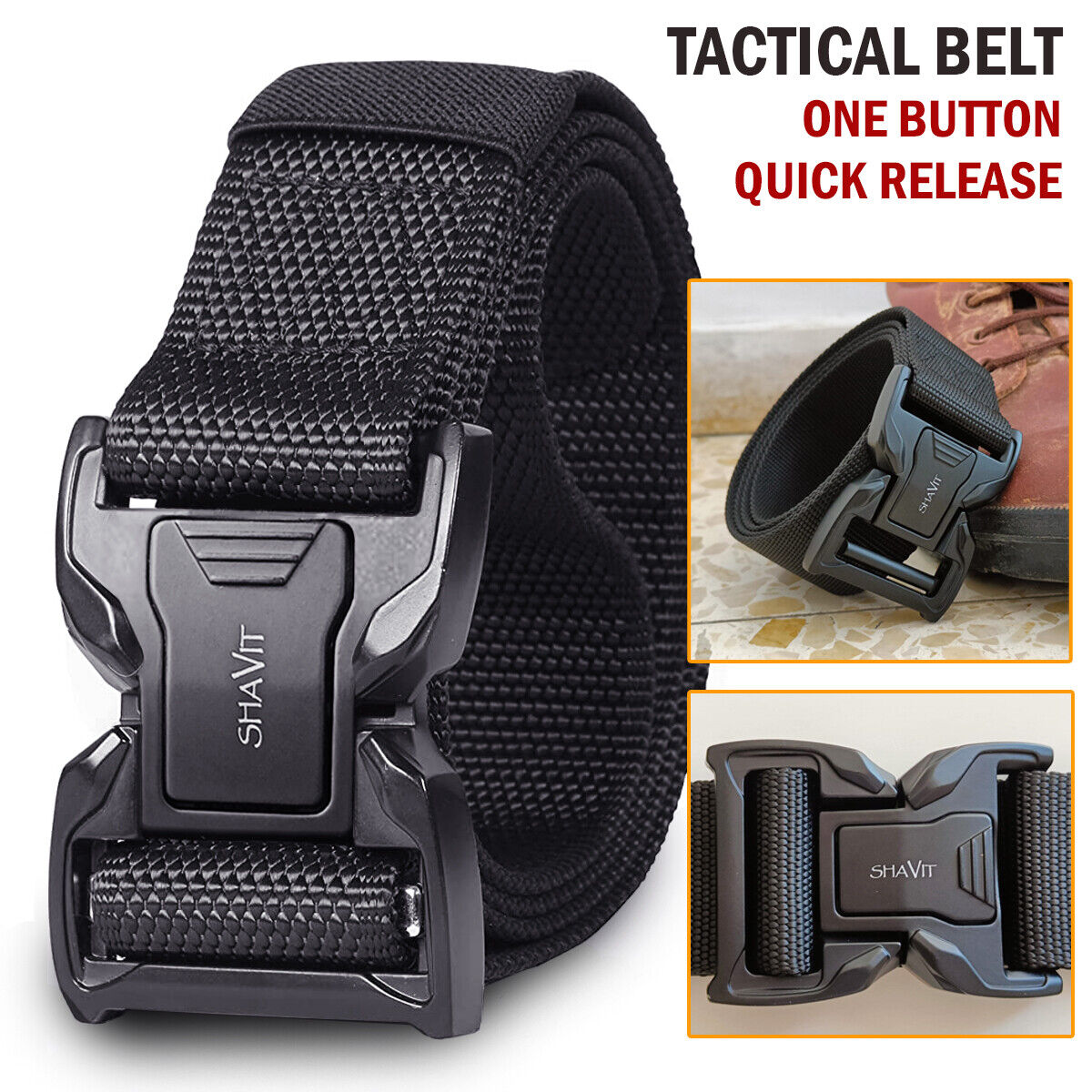 Men's Tactical Military Belt Quick Button Release Buckle Waistband Belts For Men