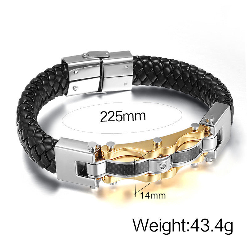 Men's Fashion Micropaved Carbon Fiber Bracelet