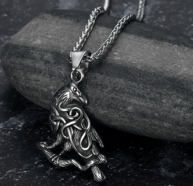 Asgard Crafted Circular Horn Rune Pendant Chain in Titanium Steel - A Retro and Vintage Accessory