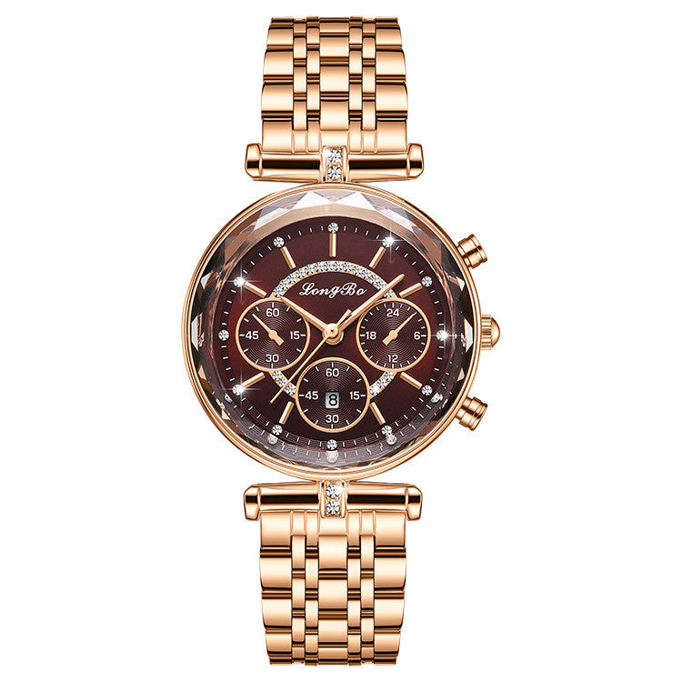 Waterproof Casual Three-Eye Women's Watch