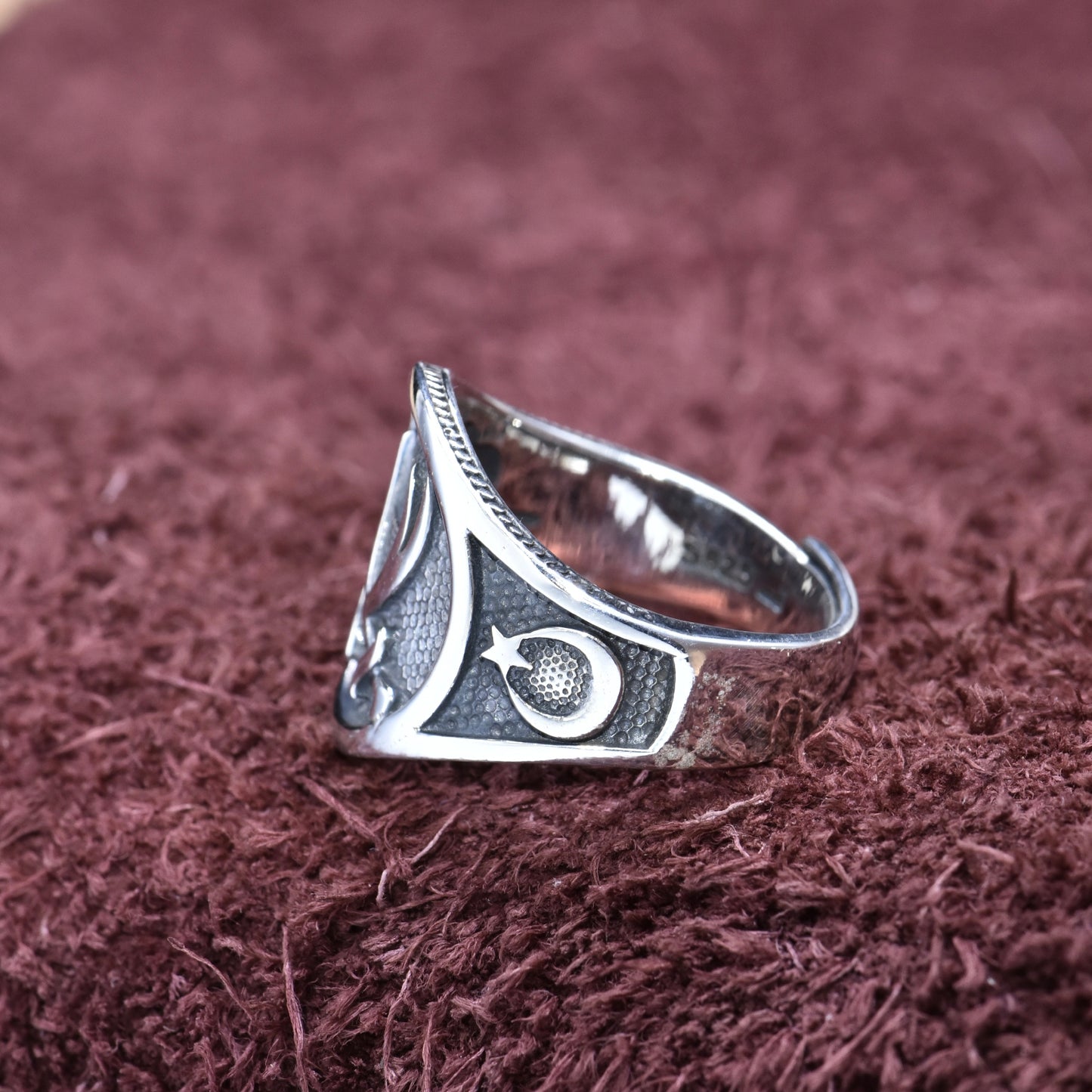 Sterling Silver 925 Men's Distressed Ring