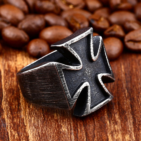 Antique Black Men's Iron Cross Ring