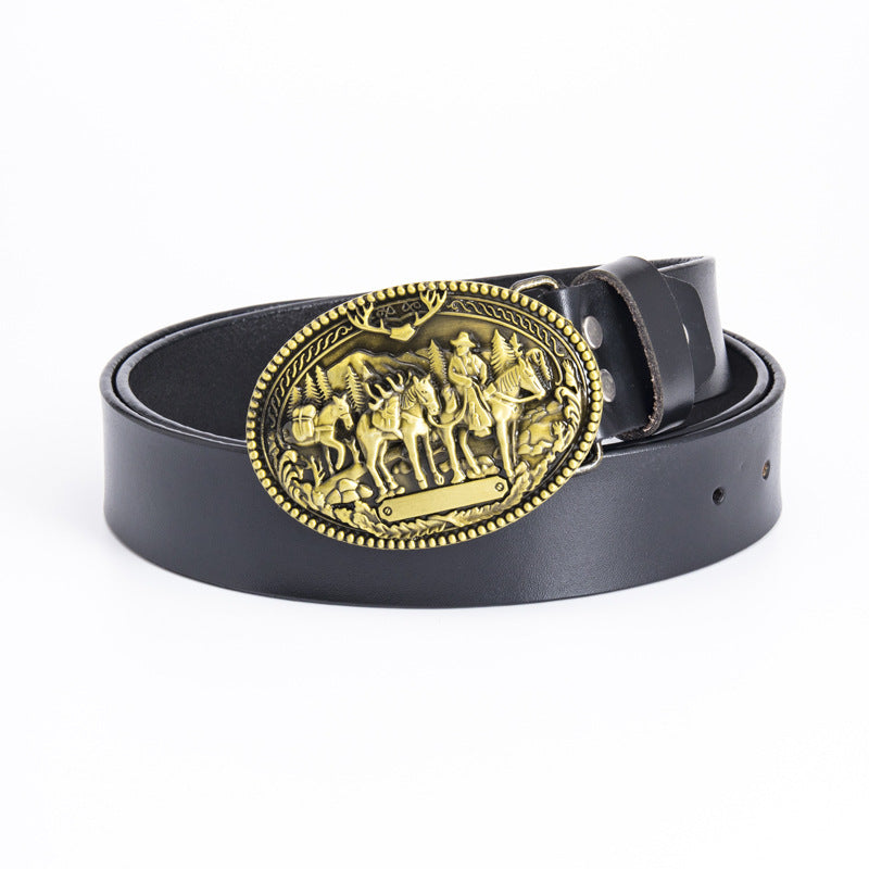 Men's Western Cowboy Punk Retro Leather Belt