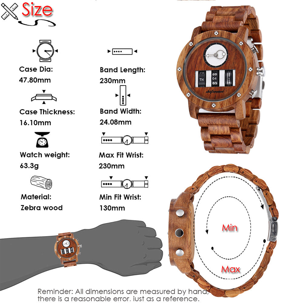 Multi Functional Mechanical Men's Wooden Watch