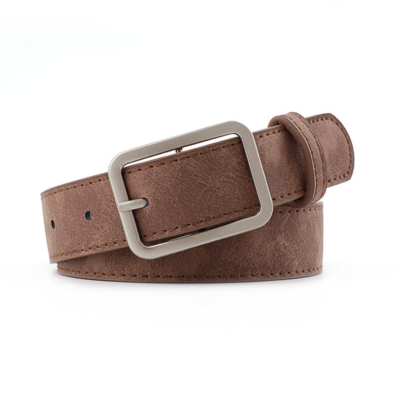 Simple And Versatile Square Buckle PU Leather Belt For Students